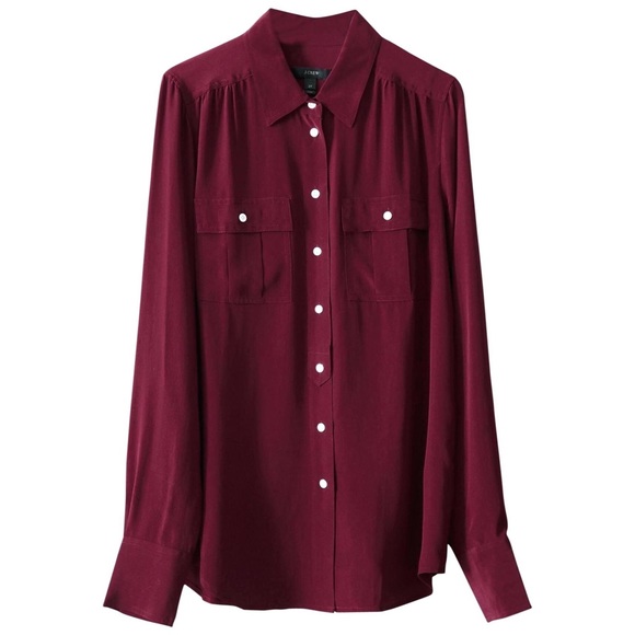 J. Crew Tops - J. Crew Blythe Red Silk Button Down Blouse size 4